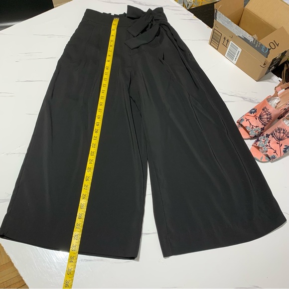 Zara Women’s Like New Black Square Tie Front Ribbon Pants Size Small - Picture 14 of 16